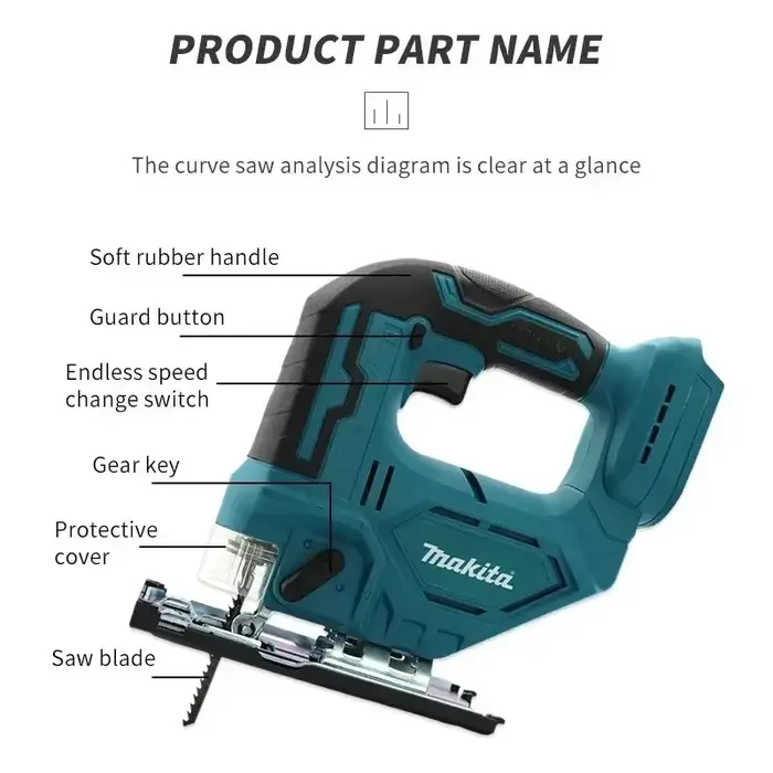 Scie sauteuse électrique sans fil Makita DJV182Z 340W avec lame de scie
