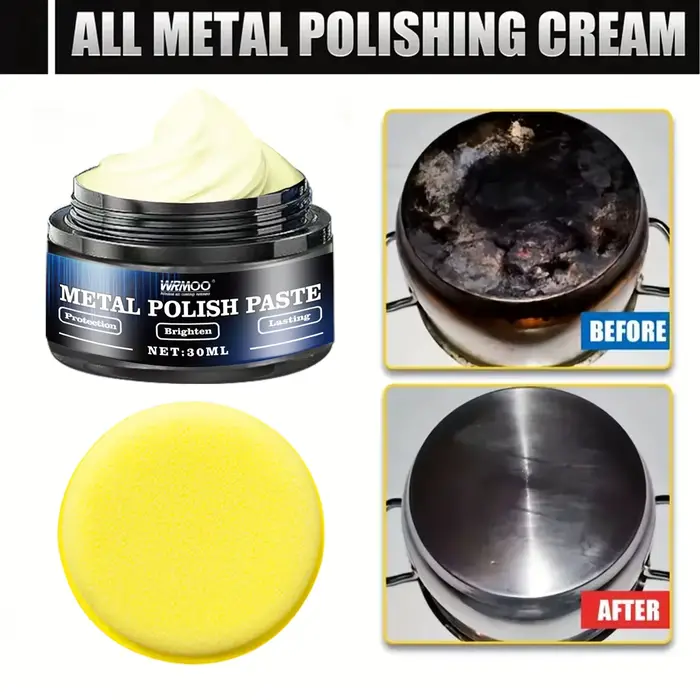 Pâte à polir pour métaux multifonctionnelle – Crème polyvalente pour rénovation des métaux/composte de réparation et de polissage chromé