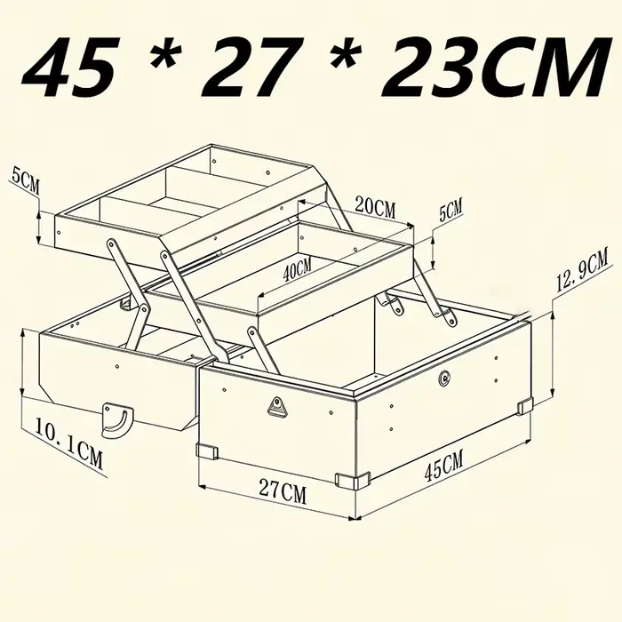 Grande mallette à outils en acier inoxydable, valise de rangement multifonctionnelle pliante, boîte