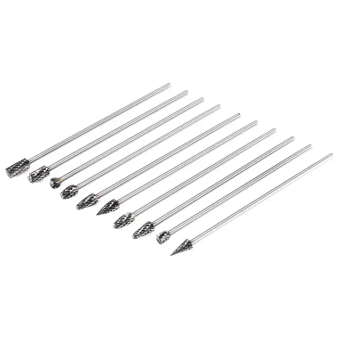Ensembles de forets 10 pièces 4 pouces de Long Double coupe en carbure monobloc fraises rotatives ensemble 1/8
