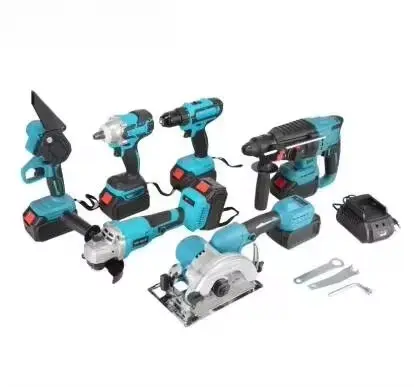 Ensemble d'outils électriques industriels six pièces, outils sans balais à batterie lithium, clés, m
