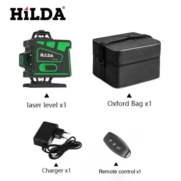 HILDA 16/12 lignes niveau laser ligne verte SelfLeveling 360 horizontal et vertical super puissant faisceau vert