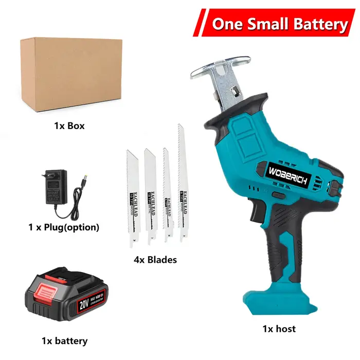 Scie alternative sans fil 21V tronçonneuse coupe bois/métal/tuyau PVC vitesse réglable avec lames