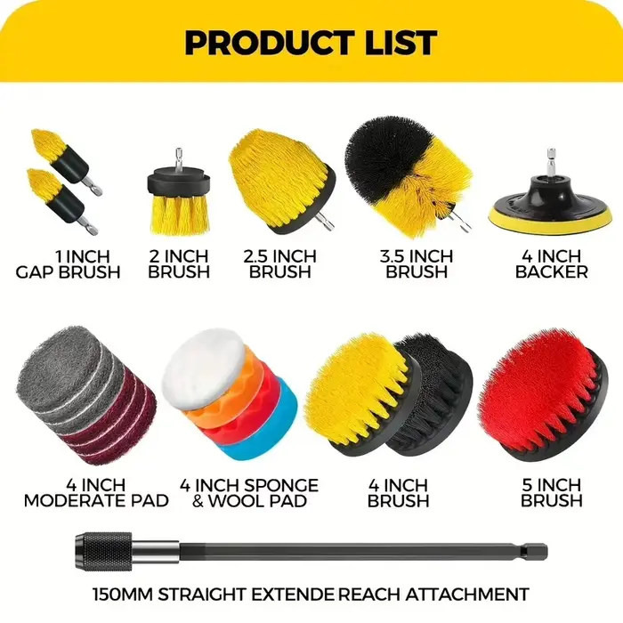 Ensemble de fixation de brosse de forage 7 pièces