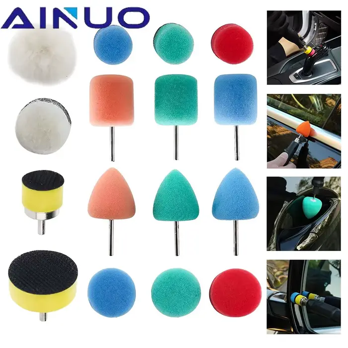22 pièces polissage cire polissage éponge tampons Kit ensemble moyeu de roue de voiture vernis tige 