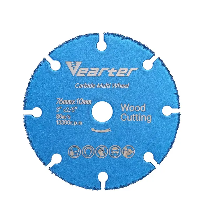 Vearter 76mm × 10mm lame de scie circulaire en carbure brasé sous vide disque de coupe du bois roue multi-outils pour meuleuse d'angle menuiserie