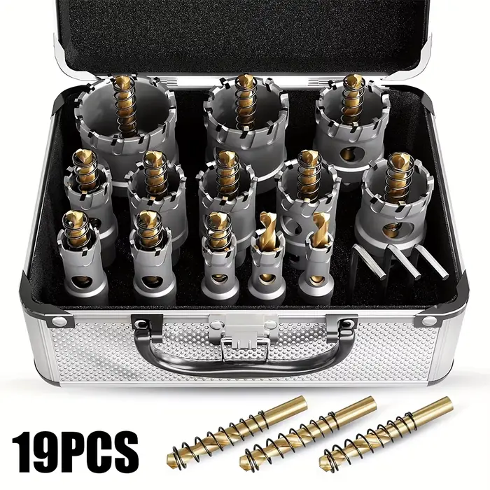 Jeu de scies cloches professionnelles 19 pièces 13-54 mm, forets à pointe carbure pour le perçage de