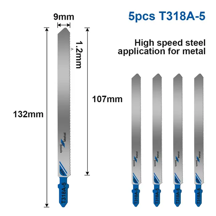 XCAN 5 pièces T318A HCS lames de scie sauteuse tige en T courbées Extra longues lames de scie sauteu