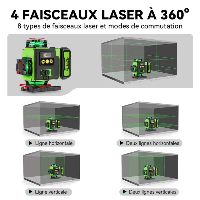 HGLINE 16 lignes niveau Laser APP télécommande niveaux horizontaux verticaux affichage de puissance de la Machine nivell