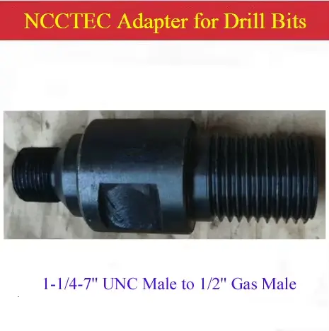 Adaptateur de connexion UNC mâle 1-1/4-7'' vers mâle gaz 1/2'' pour machines de forage à corneaux di