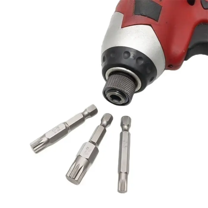 Tournevis Torx cannelé à 12 points, embout de 1/4 pouces, tige hexagonale, tête de perceuse à vent 5