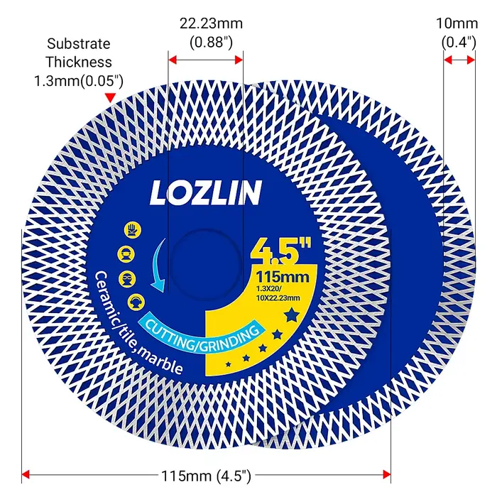 Disque de coupe diamanté LOZLIN 115 mm