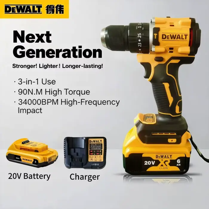 Kit combiné perceuse à percussion sans fil DEWALT DCD805 20V