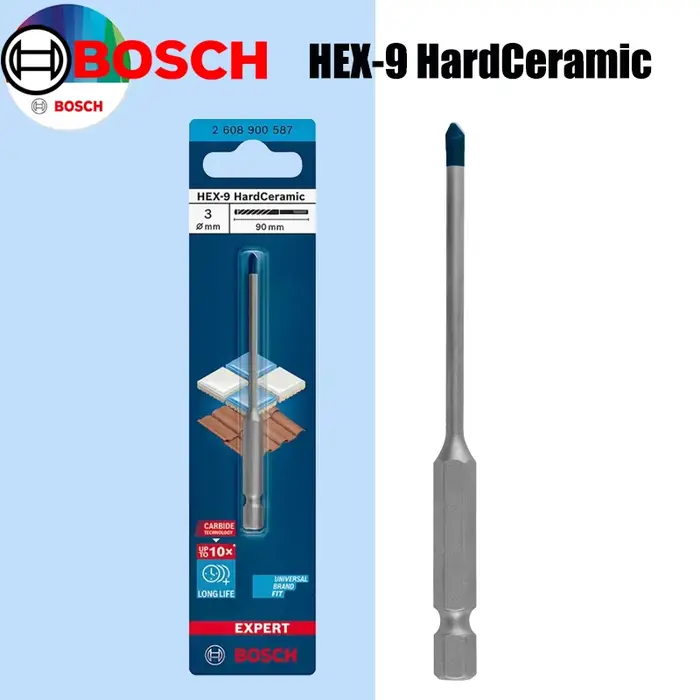 BOSCH Hex-9 forets en céramique dure EXPERT petite flèche bleue sol en marbre carrelage vitrifié trou de forage accessoires d'outils électriques