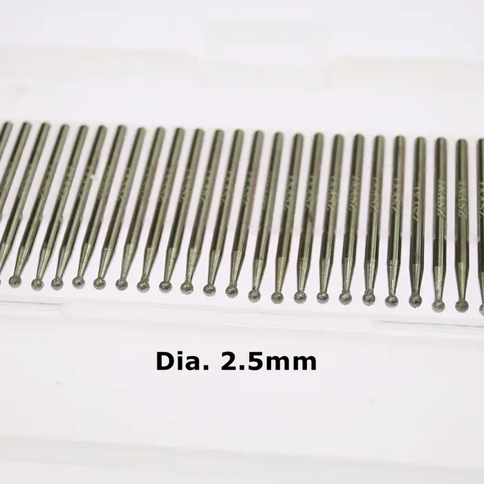 30 pièces/boîte Dia. Outils rotatifs de forage de tête de meulage de pointe montée en forme de boule de 2-4mm