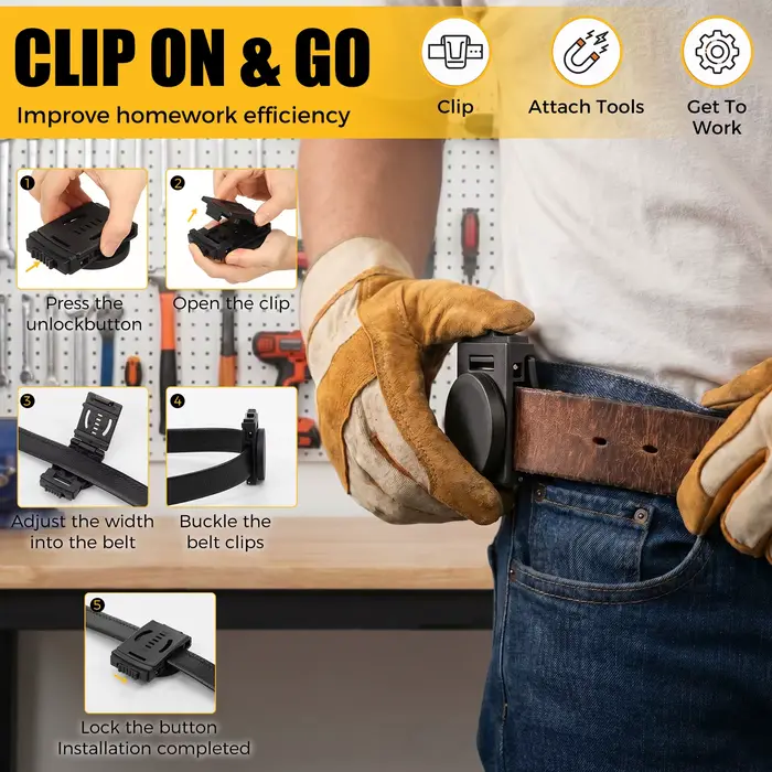 Clip magnétique robuste pour ceinture porte-outils