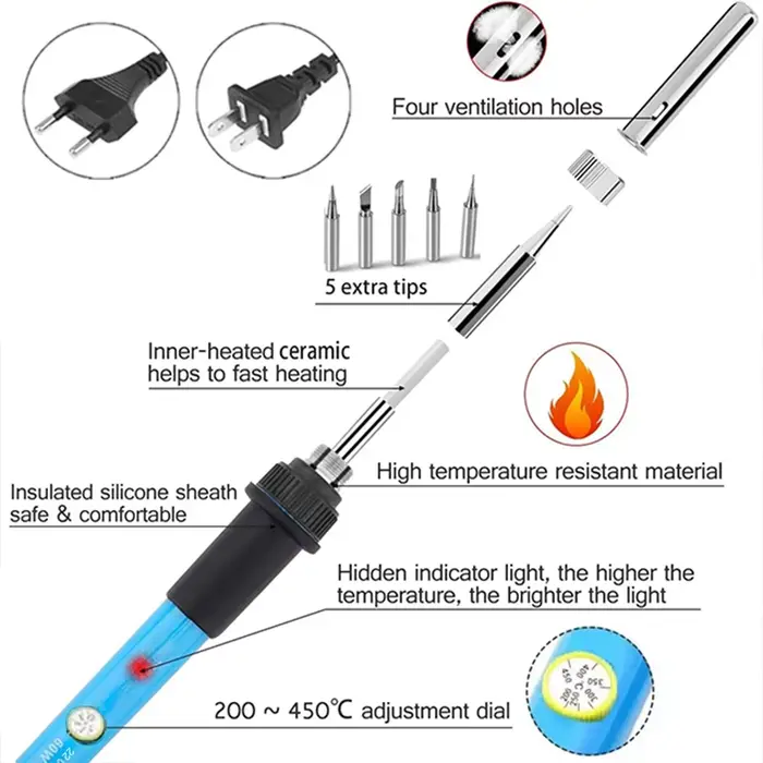 Kit de fer à souder électrique 220V 60W