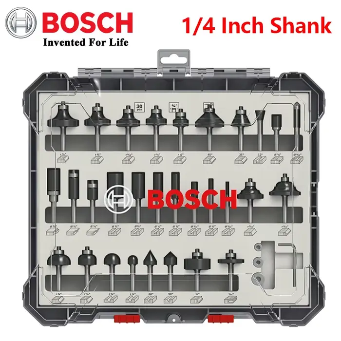 Jeu de fraises à queue de 1/4 po Bosch Professional pour le travail du bois