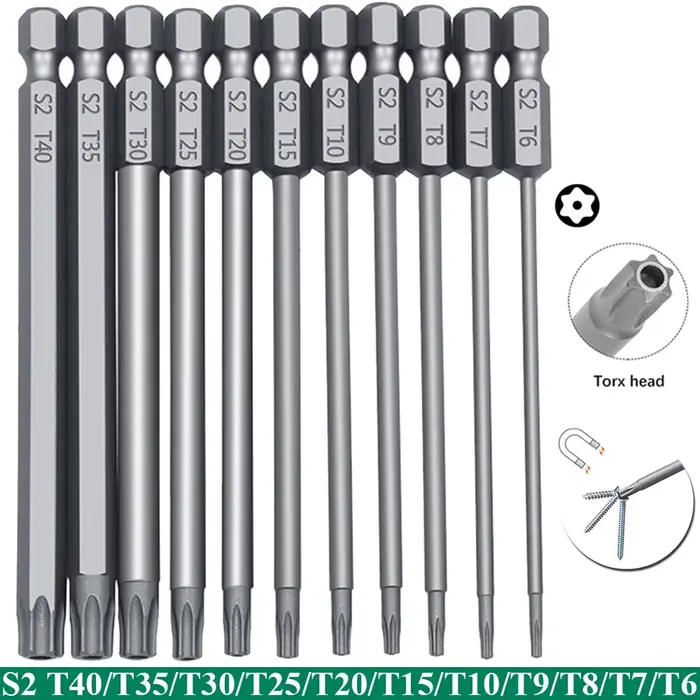 Jeu d'embouts de sécurité Torx 11 pièces, jeu de tournevis de sécurité magnétique en acier ltSteel J