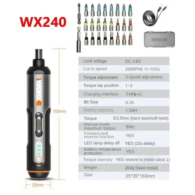 Worx 4V jeu de tournevis électriques WX242 Portable intelligent sans fil