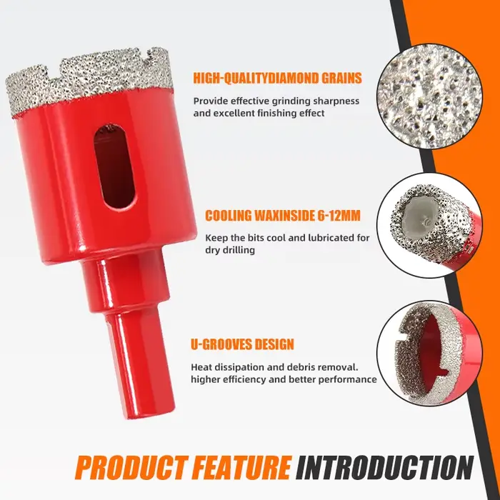 Jeu de forets à revêtement diamant, Kit de scie cloche de 6 à 35mm pour verre, marbre, granit, pierr