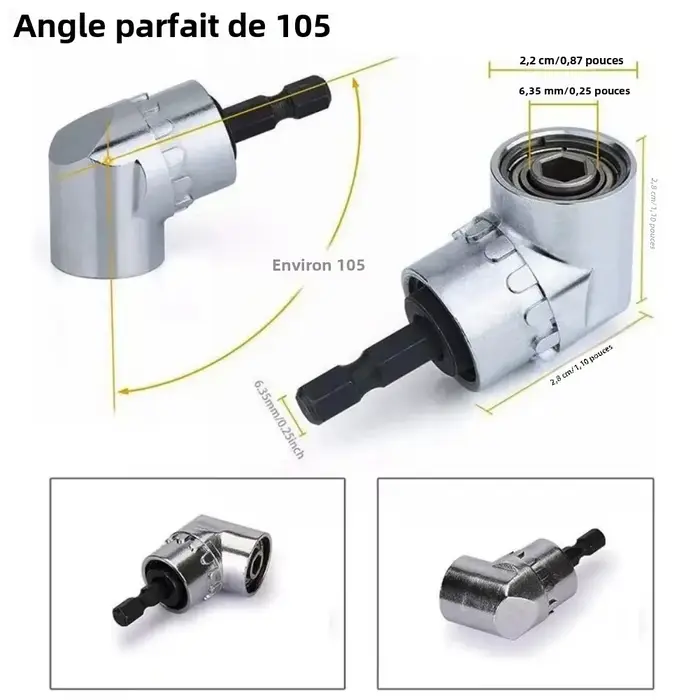 105 ° Adaptateur de tournevis de fixation de perceuse d'angle