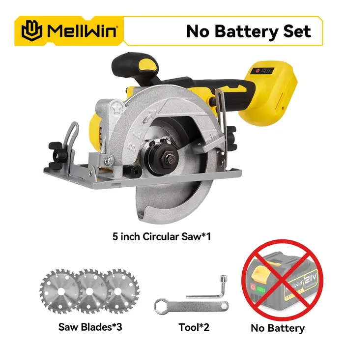MELLWIN 5 pouces scie circulaire électrique sans brosse 125MM scie multi-angle sans fil outil électr