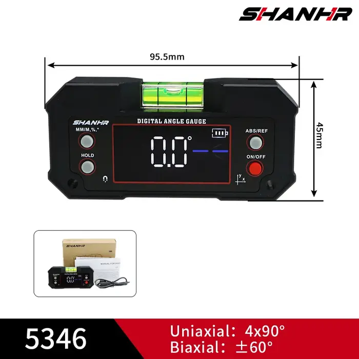 SHANHR Détecteur d'angle numérique, Outil de mesure multi-axes avec écran LCD rétroéclairé, Niveau n