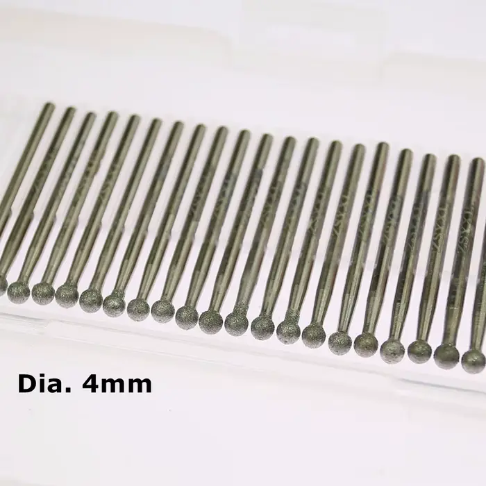 30 pièces/boîte Dia. Outils rotatifs de forage de tête de meulage de pointe montée en forme de boule de 2-4mm