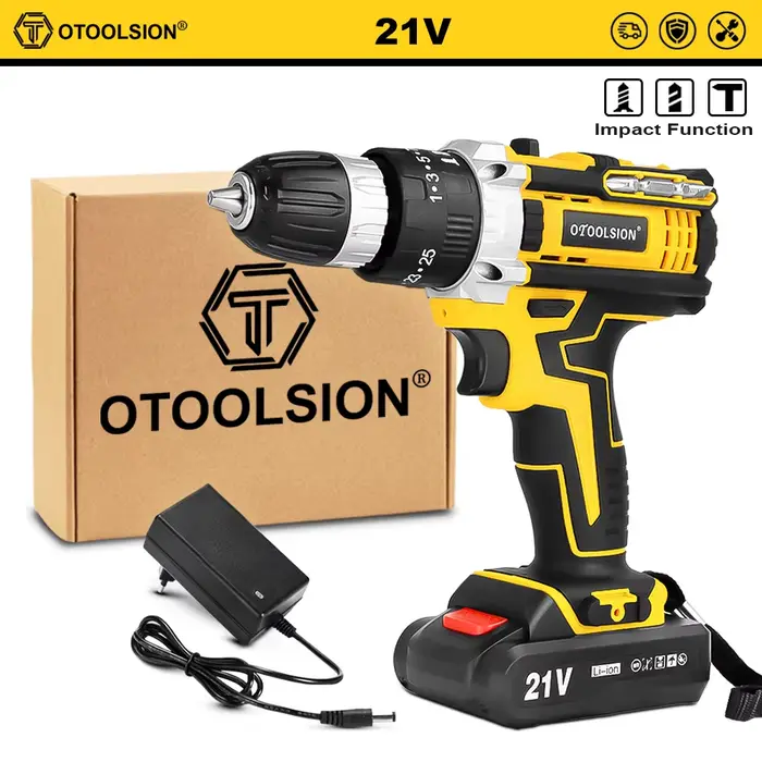 OTOOLSION nouveau perceuse sans fil à percussion 21V tournevis électrique batterie Rechargeable perc