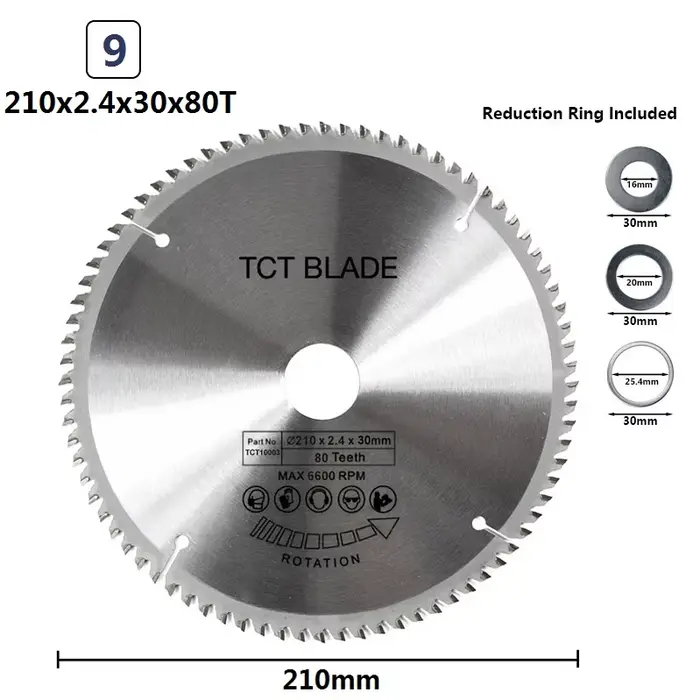XCAN lame de scie circulaire 210x30mm 80T TCT disque de scie circulaire pour bois PVC plastique coup