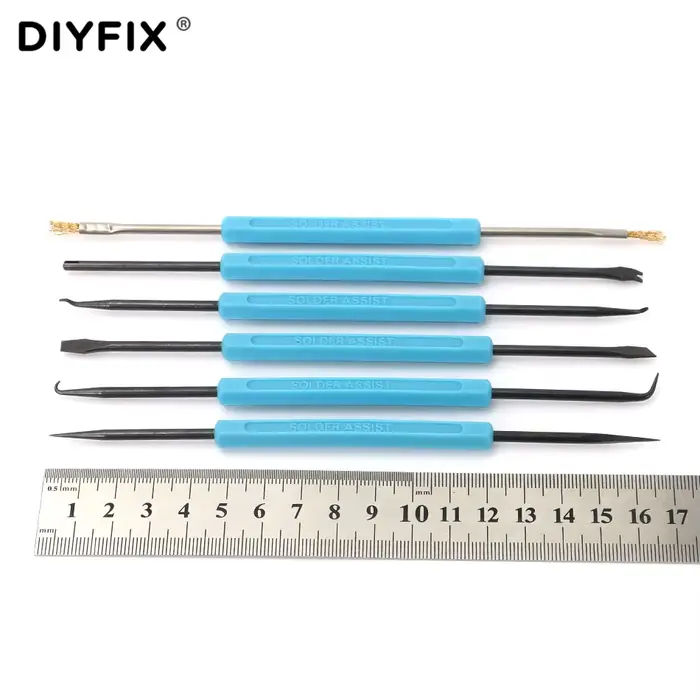 DIYFIX 6 en 1 acier soudure assistance BGA PCB ensemble d'outils de réparation précision composants électroniques soudage meulage nettoyage outils à main