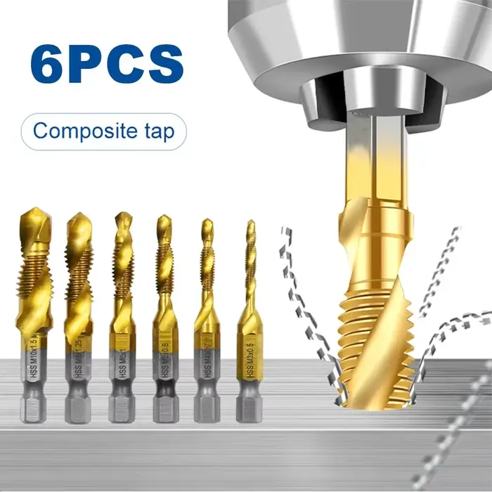Perceuse HSS multifonctionnelle, taraudage, robinet en spirale intégré, perceuse électrique à main, outil de taraud, Machine à chanfrein, robinet Composite 6 pièces