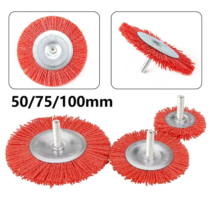 Brosse plate en Nylon, roue métallique Abrasive
