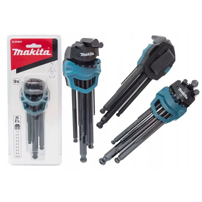 Makita B-65894 jeu de clés hexagonales 9 pièces plusieurs tailles clé hexagonale clé Allen jeu de combinaison accessoires d'outils