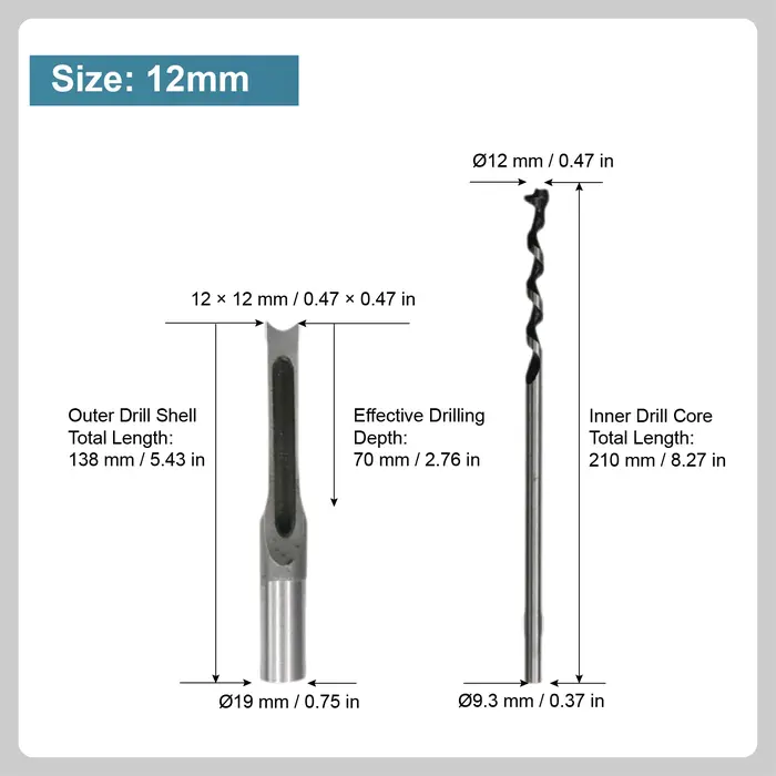 Support réglable pour perçage carré 6 à 12.7 mm système de bédane creux pour bois outil de guidage en acier robuste pour perceuse