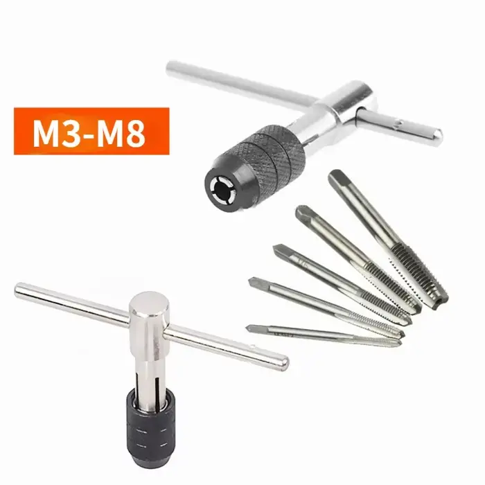 Jeu de perceuses à clé de type T de haute qualité, outils de taraudage manuel, Machine à filetage, foret hélicoïdal M3/M4/M5/M6/M8, jeu de tarauds, outil de bricolage