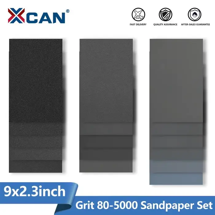 XCAN – ensemble de papier de verre, papier de ponçage à sec à l'eau, ponceuse Abrasive 9x3.6 pouces