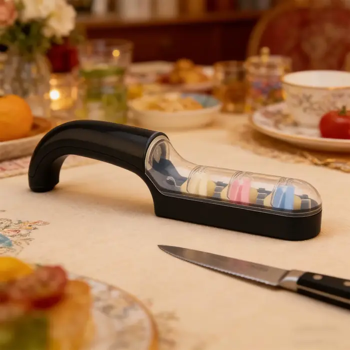 Aiguiseur d'outils 3 étapes avec poignée antidérapante pour couteaux de jardin