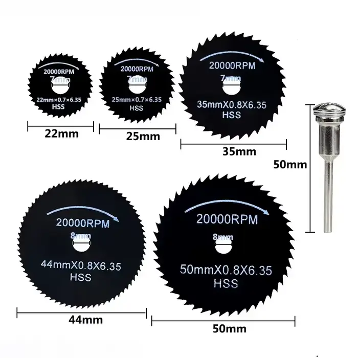 CMCP HSS Mini Lame de Scie Circulaire 22/32/35/50mm Avec 3.175mm Mandrin Bois/Métal Disque De Coupe Pour Dremel Outil Rotatif