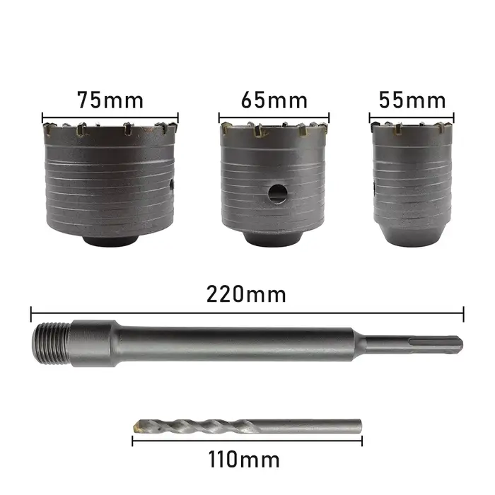 SDS Plus scie cloche murale foret scie cloche pour béton avec arbre rond 4 pièces coupe-trou béton c