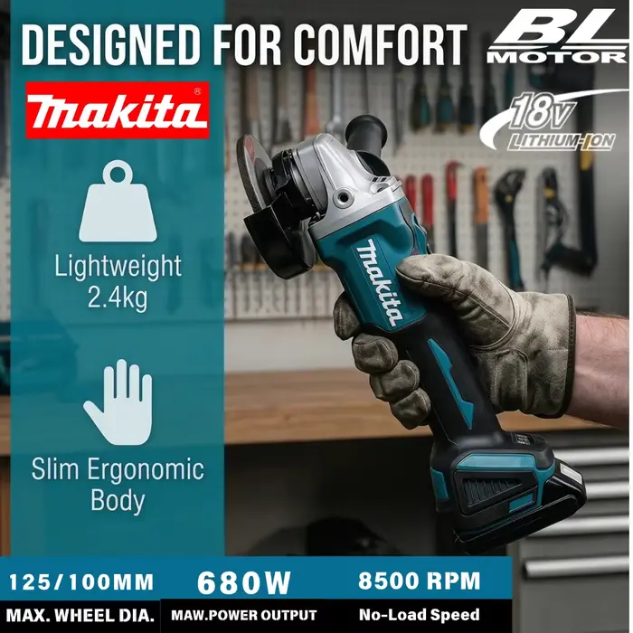 Meuleuse d'angle sans fil MAKITA DGA404 18V 8500 tr/min sans balais pour la construction