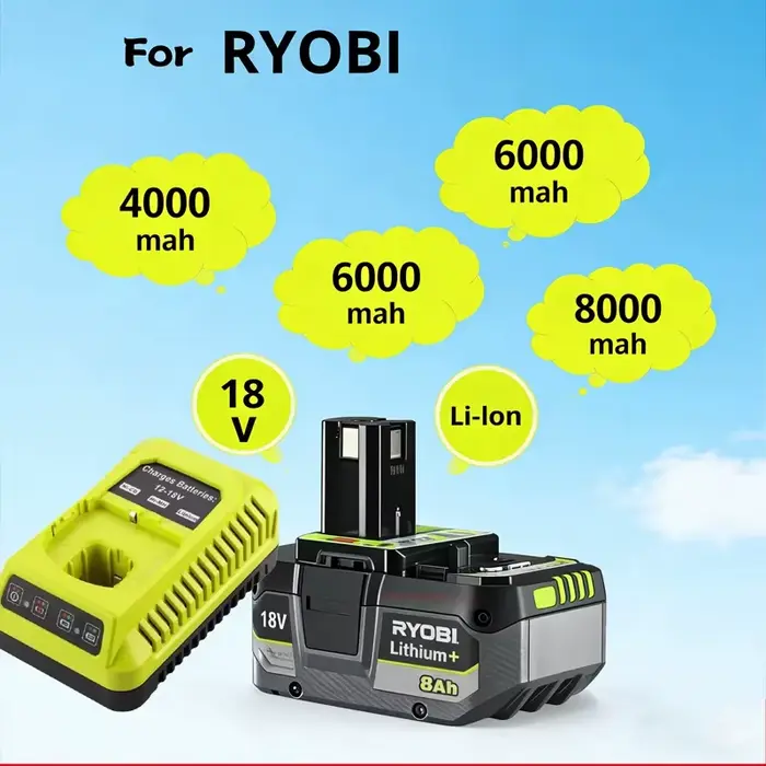 Nouvelle batterie au lithium puissante RYOBI 18V 6.0Ah 8.0Ah P104 P105 P107 P108 P109 à faible autodécharge, compatible avec tous les outils 18V