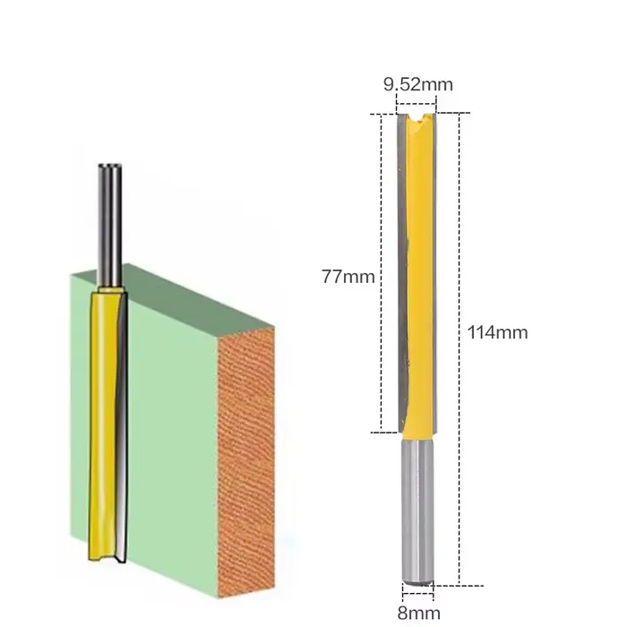 Fraise à Tige de 8mm pour Outil Électrique, 3/8x3H, Longue et Droite, Calcul de Flûte, 1 Pièce