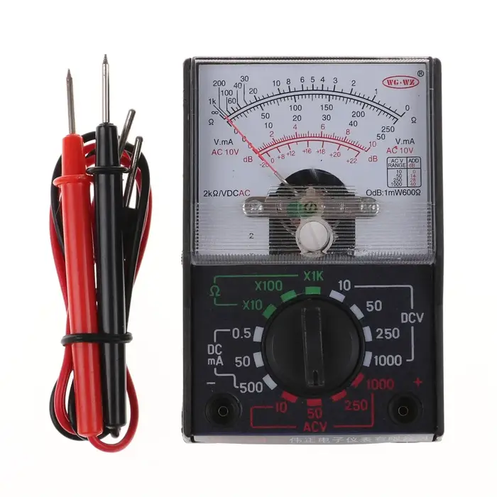 MF-110A Multimètre analogique AC/DC avec stylo de test Dc/ac 250V 1000V Voltmètre 250ma Ampèremètre Analogique Multimètre Testeur Mf-110a