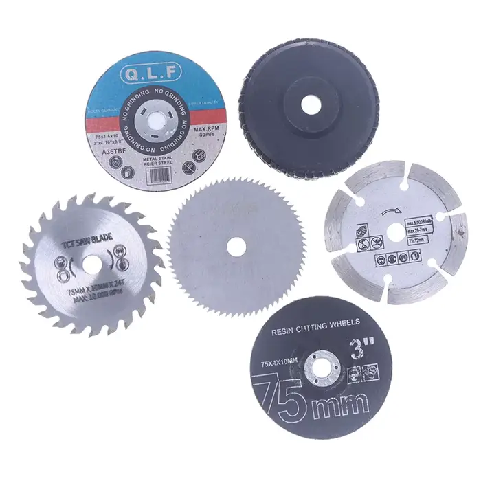 7 pièces/ensemble 75mm jeu de disques de coupe bricolage carrelage bois métal disque