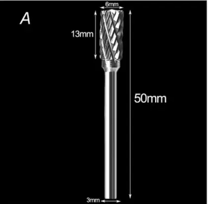 Fraise à dessin en carbure de tungstène, tige de 3mm, outil rotatif, bavure, Double diamant, Dremel 