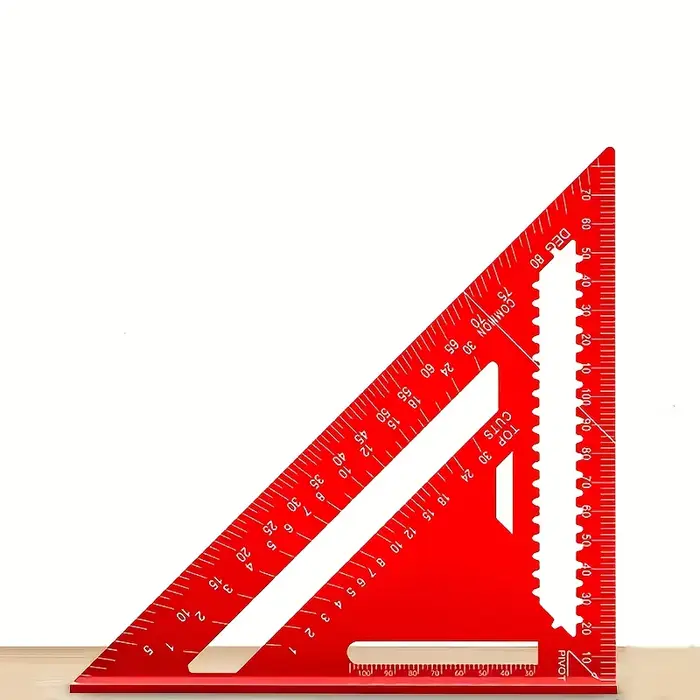 Carré en aluminium de précision-règle triangulaire rouge pour le travail du bois, projets de décorat