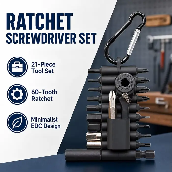 Kit de 21 embouts magnétiques S2 en acier pour visseuse à chocs avec étui de rangement