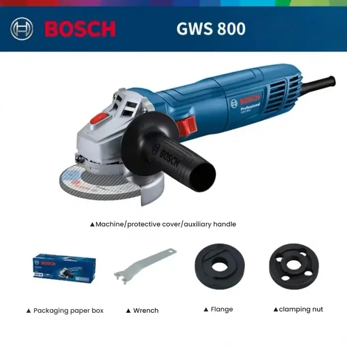 Meuleuse d'angle BOSCH GWS 800 | 800W 12000RPM | Disque de 100 mm | Pour la découpe et le meulage du métal/du pierre